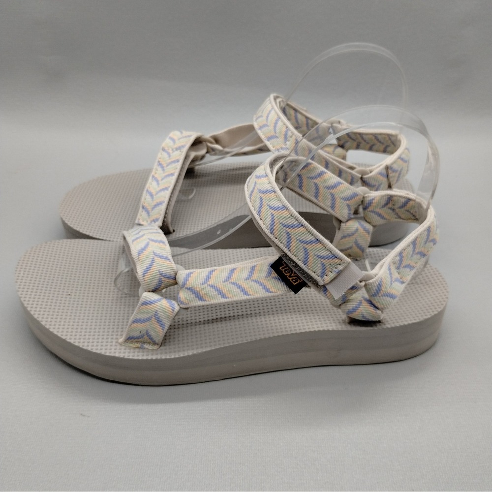 Teva Midform Universal Sandals Sesame Chevron Platform Strappy Womens Size 10